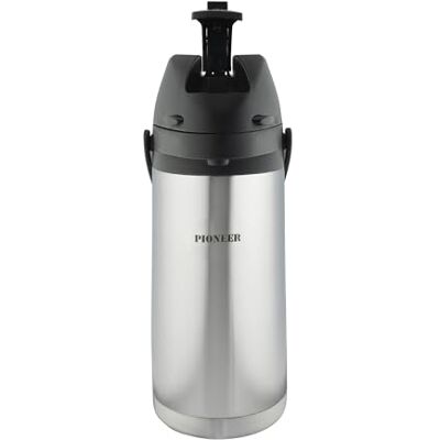 Pioneer 1,9 l rostfritt stål med spak, läckagesäker termos för varma och kalla drycker, enkel pumpdispenser för evenemang med kaffemärkning Pioneer 1,9 l rostfritt stål med spak, läckagesäker termos för varma och kalla drycker, enkel pumpdispenser för evenemang med kaffemärkning