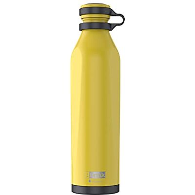 IDRINK ® b-evo Revolutionerande termisk flaska, 3 väggar, rostfritt stål flaska med dubbel lock, 500 ml (gul MICHELANGEL) IDRINK ® b-evo Revolutionerande termisk flaska, 3 väggar, rostfritt stål flaska med dubbel lock, 500 ml (gul MICHELANGEL)