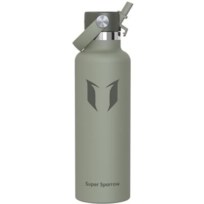 Super Sparrow Sparrow Vattenflaska 750ml Rostfritt Stål Metall Termos Flaska med Sugrör Super Sparrow Sparrow Vattenflaska 750ml Rostfritt Stål Metall Termos Flaska med Sugrör