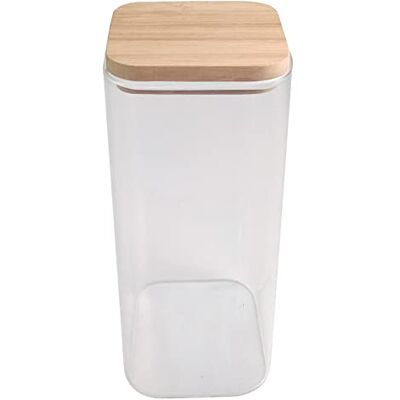 Birambeau Kvadratisk burk glaslock bambu storlek: 8x8x18,5cm Birambeau Kvadratisk burk glaslock bambu storlek: 8x8x18,5cm