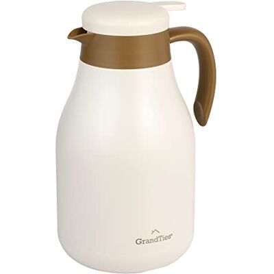 Grandties 150 ml termisk kaffekanna i rostfritt stål – isolerad dubbelväggig vakuumkaffetermos, kaffekruka, varmvattendispenser, termos för varma drycker, 12 timmars värmeretention (elfenbensvit) Grandties 150 ml termisk kaffekanna i rostfritt stål – isolerad dubbelväggig vakuumkaffetermos, kaffekruka, varmvattendispenser, termos för varma drycker, 12 timmars värmeretention (elfenbensvit)