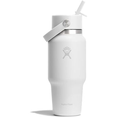 Hydro Flask – Wide Flex Straw Travel Bottle 710 ml (24 oz) – Läckagesäker, Isolerad, Mugghållarkompatibel – Håller Drycker Kalla i 24 Timmar – Flex Sugrörskork – White Hydro Flask – Wide Flex Straw Travel Bottle 710 ml (24 oz) – Läckagesäker, Isolerad, Mugghållarkompatibel – Håller Drycker Kalla i 24 Timmar – Flex Sugrörskork – White