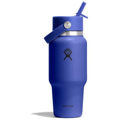 Hydro Flask – Wide Flex Straw Travel Bottle 710 ml (24 oz) – Läckagesäker, Isolerad, Mugghållarkompatibel – Håller Drycker Kalla i 24 Timmar – Flex Sugrörskork – Capri Blue Hydro Flask – Wide Flex Straw Travel Bottle 710 ml (24 oz) – Läckagesäker, Isolerad, Mugghållarkompatibel – Håller Drycker Kalla i 24 Timmar – Flex Sugrörskork – Capri Blue