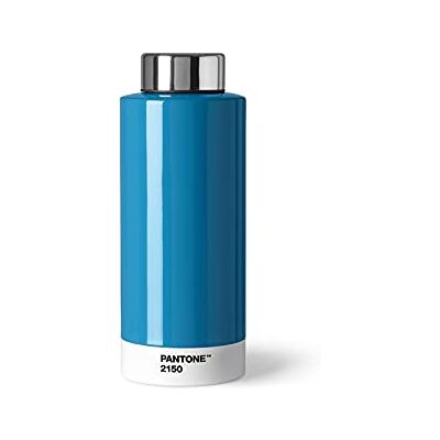 Copenhagen Design PANTONE Vattenflaska med dubbla väggar, rostfritt stål med termofunktion, läckagesäker, 500 ml, blå 2150 Copenhagen Design PANTONE Vattenflaska med dubbla väggar, rostfritt stål med termofunktion, läckagesäker, 500 ml, blå 2150