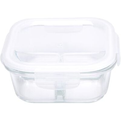 Garcia de Pou 6 stycken behållare med lock 2 fack 800 ml 15,8 x 15,8 x 7,2 cm transparent glas Garcia de Pou 6 stycken behållare med lock 2 fack 800 ml 15,8 x 15,8 x 7,2 cm transparent glas