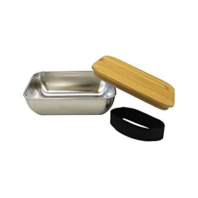 FACKELMANN 683332 mikrovågsmatlåda i rostfritt stål 700 ml, lunchlåda för midi, rostfritt stål, bambu lock, 17 x 13 x 5,5 cm FACKELMANN 683332 mikrovågsmatlåda i rostfritt stål 700 ml, lunchlåda för midi, rostfritt stål, bambu lock, 17 x 13 x 5,5 cm