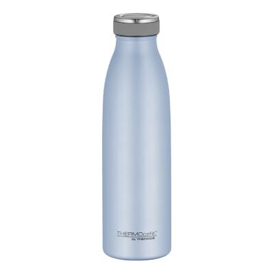 THERMOcafé av THERMOS TC BOTTLE pastell blå matt 0,50 l, rostfritt stål vakuumflaska kolsyresäker, 12 timmar varmt 24 timmar kallt, läckagesäker, för skola, resor och kontor THERMOcafé av THERMOS TC BOTTLE pastell blå matt 0,50 l, rostfritt stål vakuumflaska kolsyresäker, 12 timmar varmt 24 timmar kallt, läckagesäker, för skola, resor och kontor