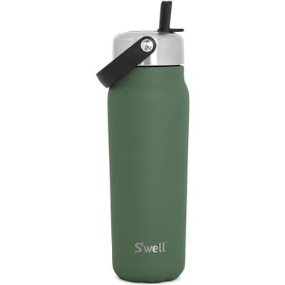 S'well Recycled Stainless Steel Explorer med flip-sugrörslock, 700 ml, Green Jasper, vakuumisolerade behållare med tre lager som håller drycker kalla i 36 timmar och varma i 8 timmar, BPA-fri S'well Recycled Stainless Steel Explorer med flip-sugrörslock, 700 ml, Green Jasper, vakuumisolerade behållare med tre lager som håller drycker kalla i 36 timmar och varma i 8 timmar, BPA-fri