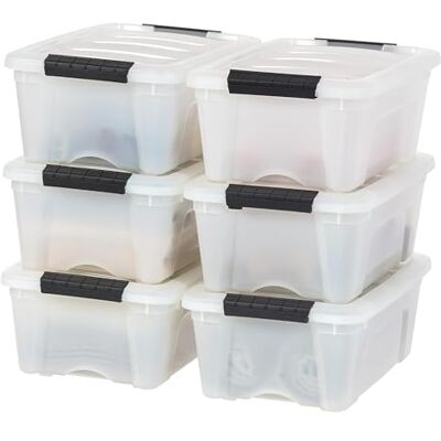 IRIS USA 12 l stapelbara plastförvaringskorgar med lock, 6-pack BPA-fri, tillverkad i USA diskret organiseringslösning, spärrar, hållbara kapabla behållare, säkert draghandtag pärla IRIS USA 12 l stapelbara plastförvaringskorgar med lock, 6-pack BPA-fri, tillverkad i USA diskret organiseringslösning, spärrar, hållbara kapabla behållare, säkert draghandtag pärla