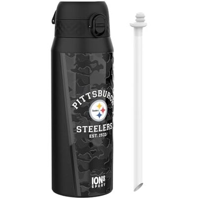 Ion8 NFL Pittsburgh Steelers Sport Vattenflaska Med Avtagbart Sugrör, 750ml/24oz, Läckagesäker Vakuumisolerad Dricksflaska, Lätt Att Öppna, Säker Låsning, Diskmaskinssäker, Flipplock, Metallflaska Ion8 NFL Pittsburgh Steelers Sport Vattenflaska Med Avtagbart Sugrör, 750ml/24oz, Läckagesäker Vakuumisolerad Dricksflaska, Lätt Att Öppna, Säker Låsning, Diskmaskinssäker, Flipplock, Metallflaska