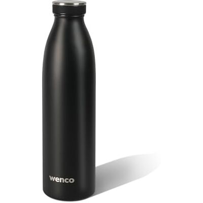 wenco Vattenflaska i rostfritt stål, svart – 750 ml – perfekt för barn, BPA-fri, läckagesäker, lämplig för kolsyra – liten termosflaska för bubblor, sport, skola, fitness wenco Vattenflaska i rostfritt stål, svart – 750 ml – perfekt för barn, BPA-fri, läckagesäker, lämplig för kolsyra – liten termosflaska för bubblor, sport, skola, fitness