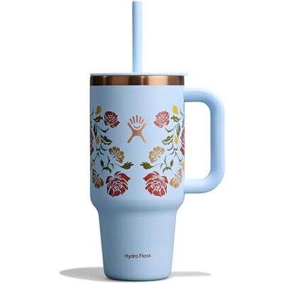 Hydro Flask Travel Tumbler 946 ml (32 oz) with Closable Press-In Straw Lid Rostfritt Stål Dubbelväggs vakuumisolering Stänksäker lock Western Light Blue Hydro Flask Travel Tumbler 946 ml (32 oz) with Closable Press-In Straw Lid Rostfritt Stål Dubbelväggs vakuumisolering Stänksäker lock Western Light Blue