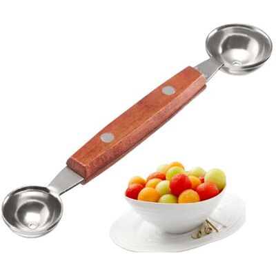Westmark Dubbelsidig Bollsked Woody – Liten Sked Som Gör Bollar av Melon, Kiwi, Andra Frukter och Grönsaker samt Glass, Gräddost eller Smör – Rostfritt Stål, Trä Westmark Dubbelsidig Bollsked Woody – Liten Sked Som Gör Bollar av Melon, Kiwi, Andra Frukter och Grönsaker samt Glass, Gräddost eller Smör – Rostfritt Stål, Trä