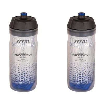 ZEFAL Arctica 55 Pack Set med två cykelbehållare 550 ml isolerad cykelflaska luktfri och vattentät BPA-fri sportbehållare silver/blå ZEFAL Arctica 55 Pack Set med två cykelbehållare 550 ml isolerad cykelflaska luktfri och vattentät BPA-fri sportbehållare silver/blå