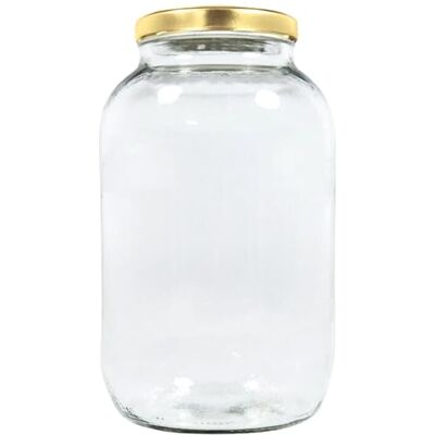 Viva Haushaltswaren Mikken XL glasburk 3 400 ml med skruvlock guld, förvaringsburk inklusive märkningsetikett Viva Haushaltswaren Mikken XL glasburk 3 400 ml med skruvlock guld, förvaringsburk inklusive märkningsetikett