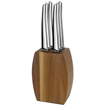 Lou Laguiole Träblock av akaciaträ med 6 stekknivar Jet 13 C rostfritt stål, spegelfinish (9 x 5 x 12 cm, trä) Lou Laguiole Träblock av akaciaträ med 6 stekknivar Jet 13 C rostfritt stål, spegelfinish (9 x 5 x 12 cm, trä)
