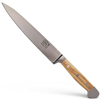 Güde Solingen Filékniv smidd, 18 cm, olivträ, ALPHA-OLIVE double bolster, Handgjord Tyskland Güde Solingen Filékniv smidd, 18 cm, olivträ, ALPHA-OLIVE double bolster, Handgjord Tyskland