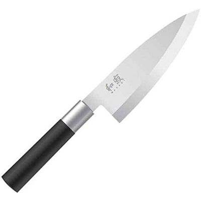 KAI Wasabi Black Deba 15,0 cm bladlängd – rostfritt 6A/1K6 polerat rostfritt stål 58 (±1) HRC – svart polypropen handtag – japansk hackkniv – Tillverkad i Japan KAI Wasabi Black Deba 15,0 cm bladlängd – rostfritt 6A/1K6 polerat rostfritt stål 58 (±1) HRC – svart polypropen handtag – japansk hackkniv – Tillverkad i Japan
