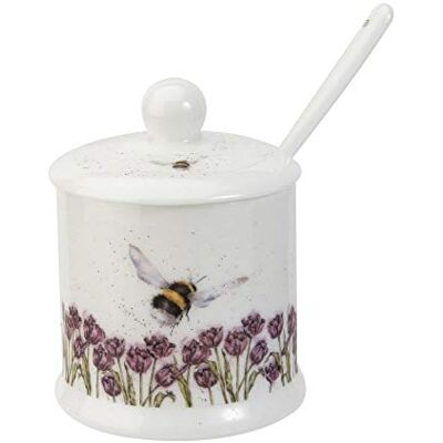 Royal Worcester RW WN4091-XD Wrendale Designs Flight of The Bumble Bee lock bevarar kruka med sked, keramik, vit Royal Worcester RW WN4091-XD Wrendale Designs Flight of The Bumble Bee lock bevarar kruka med sked, keramik, vit