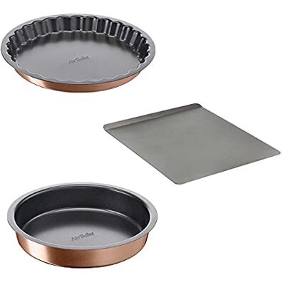 Tefal Airbake Mockad form 23 cm + pajform 27 cm + bakplåt 30 x 35 cm, perfekt matlagning, non-stick-beläggning, hälsosam matlagning, miljövänlig, diskmaskinssäker YY4833FA Tefal Airbake Mockad form 23 cm + pajform 27 cm + bakplåt 30 x 35 cm, perfekt matlagning, non-stick-beläggning, hälsosam matlagning, miljövänlig, diskmaskinssäker YY4833FA