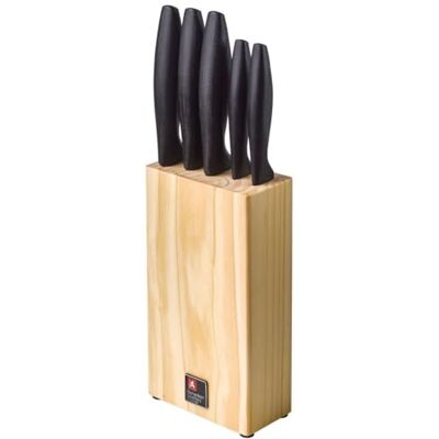RICHARDSON SHEFFIELD URBAN knivblock 5 delar, gummiträ, bladstål RICHARDSON SHEFFIELD URBAN knivblock 5 delar, gummiträ, bladstål