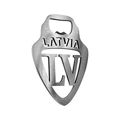 Avisa flasköppnare i rostfritt stål – 'Lettland' (silver) Avisa flasköppnare i rostfritt stål – 'Lettland' (silver)