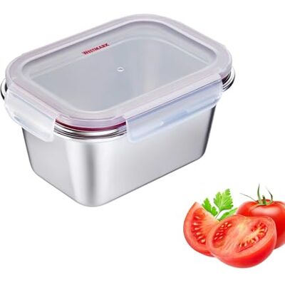 Westmark Stainless Steel Lunchbox, Läcksäker Lunchbox, Mikrovågs- Och Ugnssäker, Bpa-Fri, Bento Box För Skola, Arbete Och Dagis, Silver, 1000 Ml Westmark Stainless Steel Lunchbox, Läcksäker Lunchbox, Mikrovågs- Och Ugnssäker, Bpa-Fri, Bento Box För Skola, Arbete Och Dagis, Silver, 1000 Ml