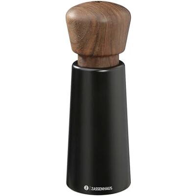 Zassenhaus Norderney, målad bokträ, kvarnhuvud av valnöt, steglöst justerbar högpresterande keramisk kvarn, kryddkvarn för peppar, salt och örter, 18 cm, svart Zassenhaus Norderney, målad bokträ, kvarnhuvud av valnöt, steglöst justerbar högpresterande keramisk kvarn, kryddkvarn för peppar, salt och örter, 18 cm, svart