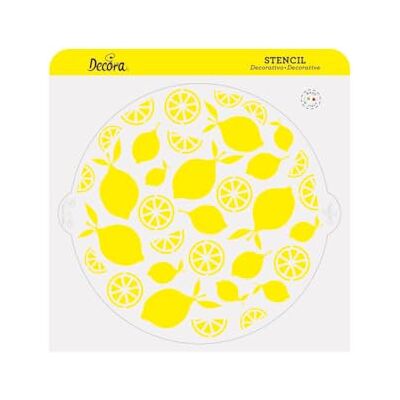 Decora 9270952 citron-stencil, Ø 25 cm Ø 25 cm av plastmat; för att göra ritningar på tårtor, godis, kex, tillverkad i Italien Decora 9270952 citron-stencil, Ø 25 cm Ø 25 cm av plastmat; för att göra ritningar på tårtor, godis, kex, tillverkad i Italien
