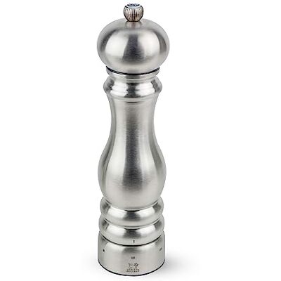 Peugeot – Paris Chef u'Select 22 cm saltkvarn + bergsalt ingår – tillverkad av rostfritt stål – 6 fördefinierade malningsinställningar – tillverkad i Frankrike – rostfritt stål färg Peugeot – Paris Chef u'Select 22 cm saltkvarn + bergsalt ingår – tillverkad av rostfritt stål – 6 fördefinierade malningsinställningar – tillverkad i Frankrike – rostfritt stål färg