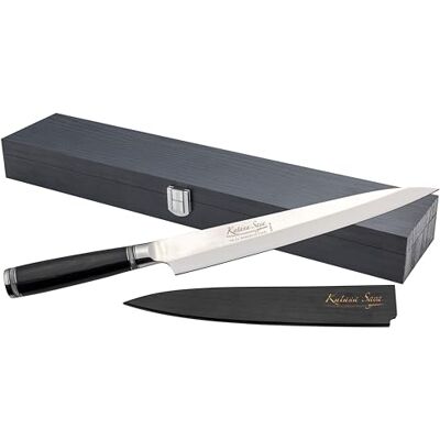 Katana Saya 24 cm Yanagi Sashimi-kniv, 67-lagers VG-10 Damaskus rostfritt stål, handtag i pakkawood Katana Saya 24 cm Yanagi Sashimi-kniv, 67-lagers VG-10 Damaskus rostfritt stål, handtag i pakkawood