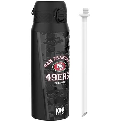 Ion8 NFL San Francisco 49ers Sport Vattenflaska Med Avtagbart Sugrör, 750ml/24oz, Läckagesäker Vakuumisolerad Dricksflaska, Lätt Att Öppna, Säker Låsning, Diskmaskinssäker, Flipplock, Metallflaska Ion8 NFL San Francisco 49ers Sport Vattenflaska Med Avtagbart Sugrör, 750ml/24oz, Läckagesäker Vakuumisolerad Dricksflaska, Lätt Att Öppna, Säker Låsning, Diskmaskinssäker, Flipplock, Metallflaska