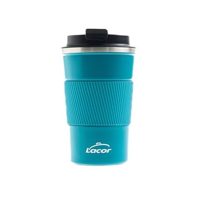 LACOR – 63134 – ocean termos, dubbelväggig, BPA-fri, 100% lufttätt, halkfritt band, perfekt för varma och kalla drycker, rostfritt stål, 350 ml, blå LACOR – 63134 – ocean termos, dubbelväggig, BPA-fri, 100% lufttätt, halkfritt band, perfekt för varma och kalla drycker, rostfritt stål, 350 ml, blå