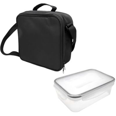 NERTHUS FIH 1506 svart termisk lunchväska med hermetisk behållare 1L isolerad väska med handtag idealisk för arbete kontor NERTHUS FIH 1506 svart termisk lunchväska med hermetisk behållare 1L isolerad väska med handtag idealisk för arbete kontor