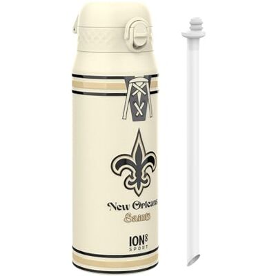 Ion8 NFL New Orleans Saints Sport Vattenflaska Med Avtagbart Sugrör, 750ml/24oz, Läckagesäker Vakuumisolerad Dricksflaska, Lätt Att Öppna, Säker Låsning, Diskmaskinssäker, Flipplock, Metallflaska Ion8 NFL New Orleans Saints Sport Vattenflaska Med Avtagbart Sugrör, 750ml/24oz, Läckagesäker Vakuumisolerad Dricksflaska, Lätt Att Öppna, Säker Låsning, Diskmaskinssäker, Flipplock, Metallflaska