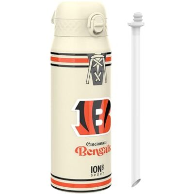 Ion8 NFL Cincinnati Bengals Sport Vattenflaska Med Avtagbart Sugrör, 750ml/24oz, Läckagesäker Vakuumisolerad Dricksflaska, Lätt Att Öppna, Säker Låsning, Diskmaskinssäker, Flipplock, Metallflaska Ion8 NFL Cincinnati Bengals Sport Vattenflaska Med Avtagbart Sugrör, 750ml/24oz, Läckagesäker Vakuumisolerad Dricksflaska, Lätt Att Öppna, Säker Låsning, Diskmaskinssäker, Flipplock, Metallflaska