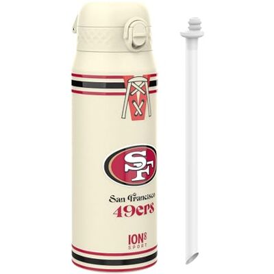 Ion8 NFL San Francisco 49ers Sport Vattenflaska Med Avtagbart Sugrör, 750ml/24oz, Läckagesäker Vakuumisolerad Dricksflaska, Lätt Att Öppna, Säker Låsning, Diskmaskinssäker, Flipplock, Metallflaska Ion8 NFL San Francisco 49ers Sport Vattenflaska Med Avtagbart Sugrör, 750ml/24oz, Läckagesäker Vakuumisolerad Dricksflaska, Lätt Att Öppna, Säker Låsning, Diskmaskinssäker, Flipplock, Metallflaska