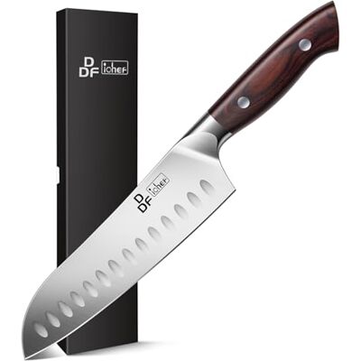DDF iohEF Kökskniv 7-tums kockkniv Professionell Santoku-kniv, japansk rostfritt stål Ultra skarp matlagningskniv med ergonomiskt handtag för att hacka grönsaker och matlagning DDF iohEF Kökskniv 7-tums kockkniv Professionell Santoku-kniv, japansk rostfritt stål Ultra skarp matlagningskniv med ergonomiskt handtag för att hacka grönsaker och matlagning
