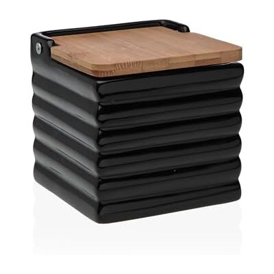 DRW Svart keramisk saltströare med lock 11,5 x 12,2 x 12,2 cm DRW Svart keramisk saltströare med lock 11,5 x 12,2 x 12,2 cm