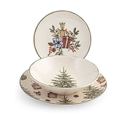 H&H Service 18 stycken christamas carol i dekorerade stenprogram, Flerfärgad, 18 Piatti, 1539200 H&H Service 18 stycken christamas carol i dekorerade stenprogram, Flerfärgad, 18 Piatti, 1539200