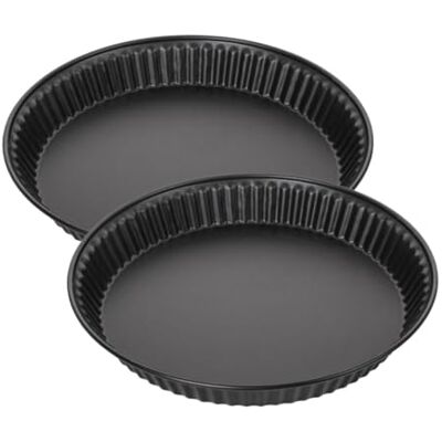 Zenker 7543 Set med 2 quichformar, pajform, lorraine quiche form, 2 x identiska lorraine quiche formar, 2 st pajformar, rostfritt stål, svart, 30 x 3,5 cm Zenker 7543 Set med 2 quichformar, pajform, lorraine quiche form, 2 x identiska lorraine quiche formar, 2 st pajformar, rostfritt stål, svart, 30 x 3,5 cm
