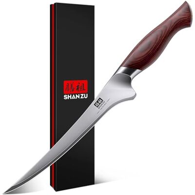 SHAN ZU Filékniv 18 cm, Japanskt Rostfritt Stål Med Hög Kolhalt 10Cr15Mov Köksurbeningskniv, Ultraskarp Professionell Kökskniv Ergonomiskt Pakkawood-Handtag SHAN ZU Filékniv 18 cm, Japanskt Rostfritt Stål Med Hög Kolhalt 10Cr15Mov Köksurbeningskniv, Ultraskarp Professionell Kökskniv Ergonomiskt Pakkawood-Handtag