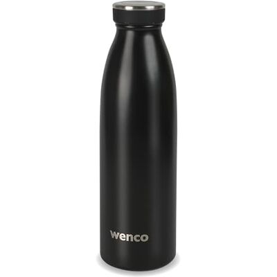 wenco Vattenflaska i rostfritt stål svart – 500 ml – perfekt för barn, BPA-fri, läckagesäker, lämplig för kolsyra – liten termosflaska för bubblor, sport, skola, fitness wenco Vattenflaska i rostfritt stål svart – 500 ml – perfekt för barn, BPA-fri, läckagesäker, lämplig för kolsyra – liten termosflaska för bubblor, sport, skola, fitness
