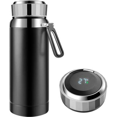 Homealexa 800 ml termosflaska, vakuumisolerad mugg, drickflaska i 304 rostfritt stål, LED-pekskärm temperaturvisning, termoskanna, vattenflaska, perfekt för hem, kontor, resor, sport (svart) Homealexa 800 ml termosflaska, vakuumisolerad mugg, drickflaska i 304 rostfritt stål, LED-pekskärm temperaturvisning, termoskanna, vattenflaska, perfekt för hem, kontor, resor, sport (svart)