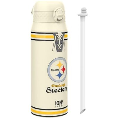 Ion8 NFL Pittsburgh Steelers Sport Vattenflaska Med Avtagbart Sugrör, 750ml/24oz, Läckagesäker Vakuumisolerad Dricksflaska, Lätt Att Öppna, Säker Låsning, Diskmaskinssäker, Flipplock, Metallflaska Ion8 NFL Pittsburgh Steelers Sport Vattenflaska Med Avtagbart Sugrör, 750ml/24oz, Läckagesäker Vakuumisolerad Dricksflaska, Lätt Att Öppna, Säker Låsning, Diskmaskinssäker, Flipplock, Metallflaska