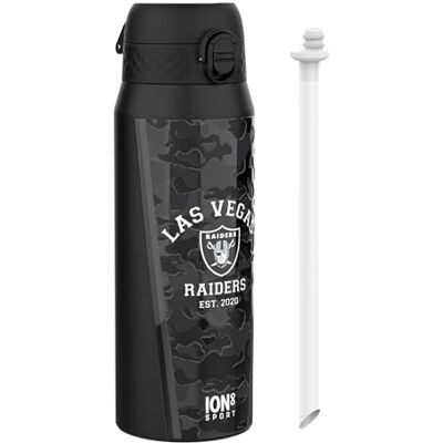 Ion8 NFL Las Vegas Raiders Sport Vattenflaska Med Avtagbart Sugrör, 750ml/24oz, Läckagesäker Vakuumisolerad Dricksflaska, Lätt Att Öppna, Säker Låsning, Diskmaskinssäker, Flipplock, Metallflaska Ion8 NFL Las Vegas Raiders Sport Vattenflaska Med Avtagbart Sugrör, 750ml/24oz, Läckagesäker Vakuumisolerad Dricksflaska, Lätt Att Öppna, Säker Låsning, Diskmaskinssäker, Flipplock, Metallflaska