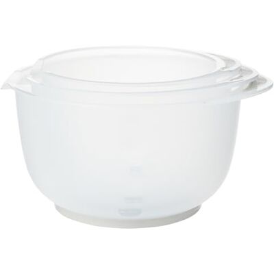 Chef Aid Innehåller 3 blandningsskålar, halkfri bas, mjukt grepp, mikrovågsugns- och diskmaskinssäker, kompakt, stapelbar, idealisk för bakning och matlagning, benvit, 1,5 Chef Aid Innehåller 3 blandningsskålar, halkfri bas, mjukt grepp, mikrovågsugns- och diskmaskinssäker, kompakt, stapelbar, idealisk för bakning och matlagning, benvit, 1,5