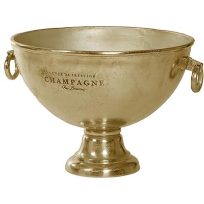 Barprofessional champagnekylare, vintage, guld, elegant champagneskål med vintagedesign, 47 cm diameter, 35 cm hög, gjuten aluminium, flaskkylare för snygg presentation Barprofessional champagnekylare, vintage, guld, elegant champagneskål med vintagedesign, 47 cm diameter, 35 cm hög, gjuten aluminium, flaskkylare för snygg presentation