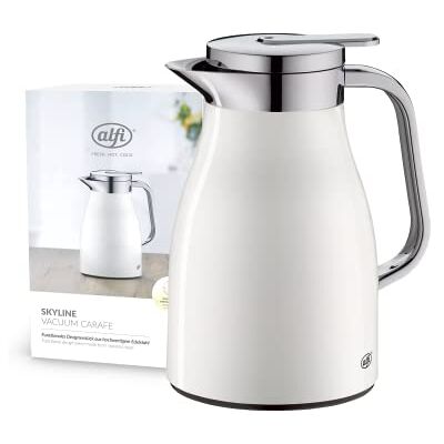 ALFI Skyline, termoskanna rostfritt stål vit 0,65 l med dubbelväggig Dur vakuum härdat glasinsats. Vakuumkanna håller värmen i 12 timmar, perfekt som kaffekanna eller som tekanna 1321.211.065 ALFI Skyline, termoskanna rostfritt stål vit 0,65 l med dubbelväggig Dur vakuum härdat glasinsats. Vakuumkanna håller värmen i 12 timmar, perfekt som kaffekanna eller som tekanna 1321.211.065