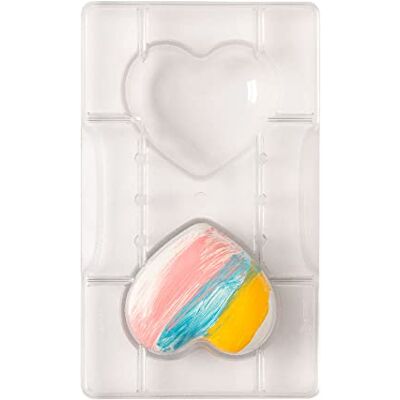 Decora , 0050074 PC-hjärtformad chokladform, 2 håligheter på 75 x 25 mm, perfekt för att få glänsande och krispiga choklad, patenterat ergonomiskt handtag, tillverkat i Italien. Decora , 0050074 PC-hjärtformad chokladform, 2 håligheter på 75 x 25 mm, perfekt för att få glänsande och krispiga choklad, patenterat ergonomiskt handtag, tillverkat i Italien.